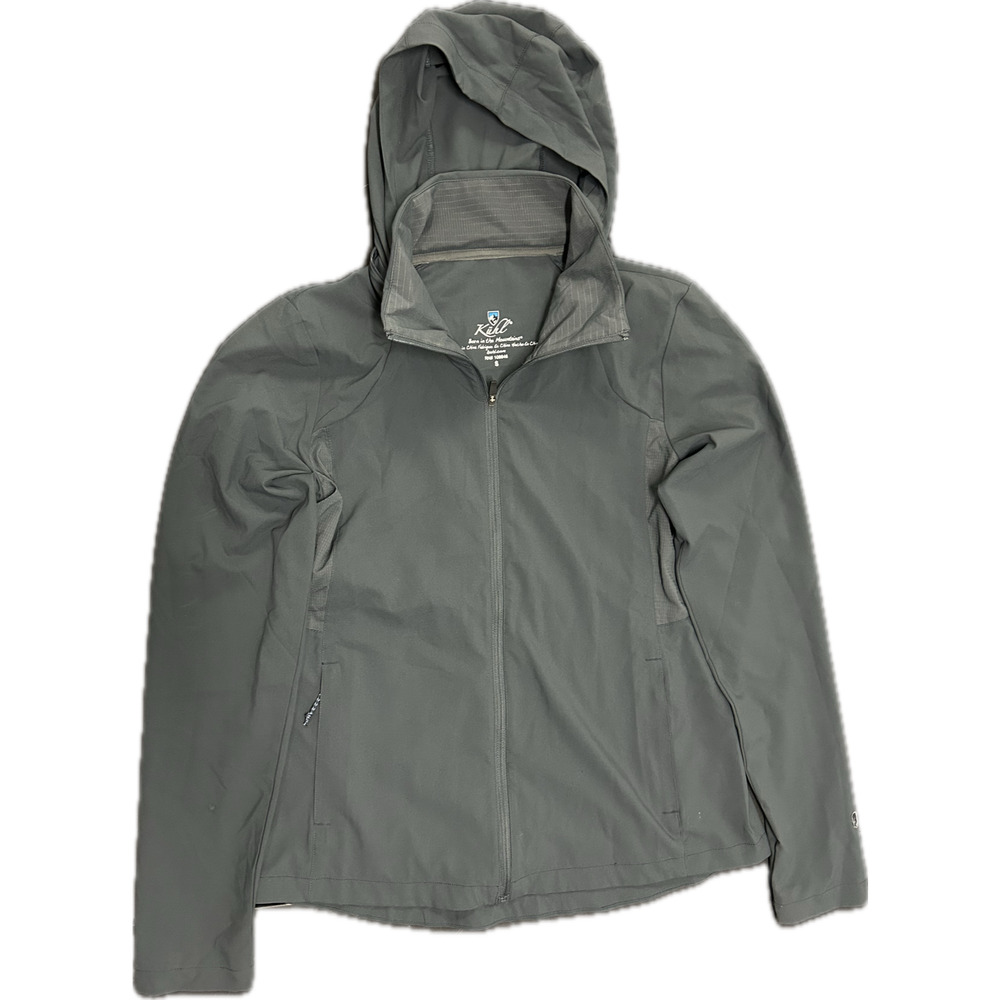 Kuhl Women's Bandita Lightweight Front Zip Jacket Gray Stowable Hood UPF 50 Sz S